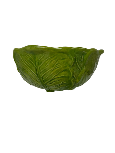 Vintage 1976 Majolica Cabbage Leaf Footed Bowl Pottery, Duncan Enterprises
