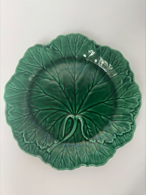 Vintage Wedgwood of Etruria & Barlaston Green Majolica Cabbage Leaf Plate