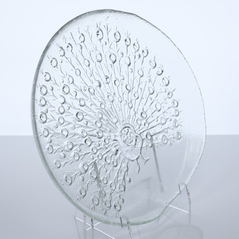 Humppila (Finland) "Riikinkukko" glass platter designed by Raija Luoto Glass Coco Retrotique