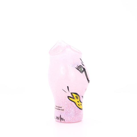 Kosta Boda (Sweden) "Open Minds" pink mini vase with face designed by Ulrica Hydman-Vallien Glass Coco Retrotique
