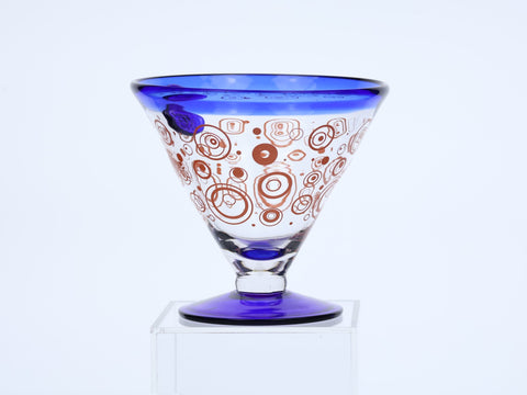 Kosta Boda "Royal Caribbean Cruise" cocktail glasses with blue rim Drinkware and barware Coco Retrotique