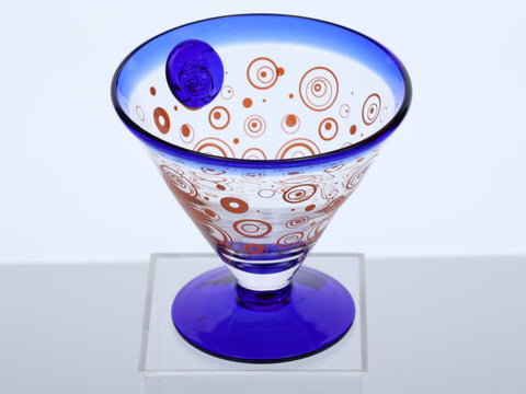 Kosta Boda "Royal Caribbean Cruise" cocktail glasses with blue rim Drinkware and barware Coco Retrotique