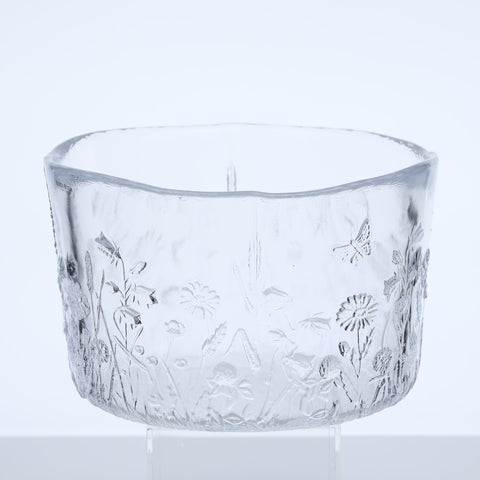 Kosta Boda, glass bowl with butterflies and wildflowers by Kjell Engman Glass Coco Retrotique