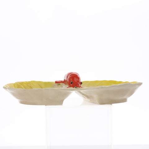 Maruhon Ware (Japan) lobster on cabbage leaf 2 section dish Servingware Coco Retrotique