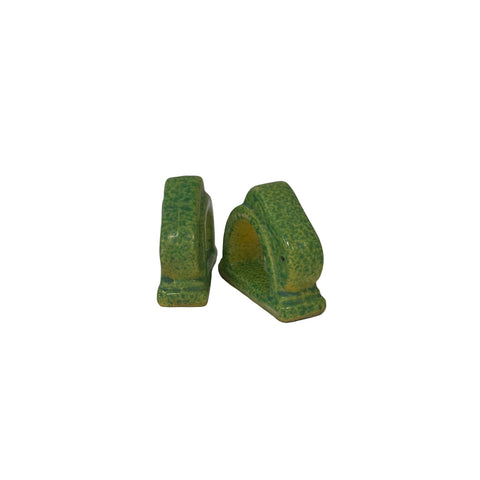 Set of art deco mottled green rabbit napkin rings