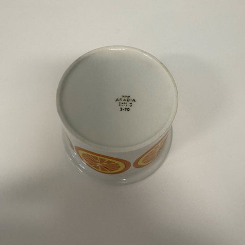 Arabia (Finland) "Pomona" orange jam pot designed by Raija Uosikkinen