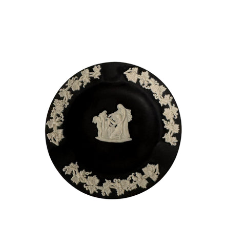 Wedgwood (England) black Jasperware Aurora Greek round trinket dish | Ashtray