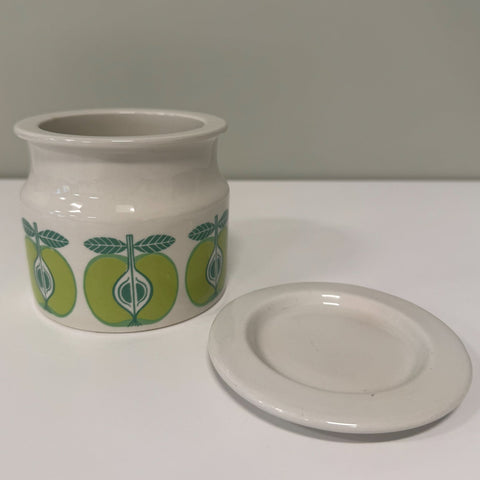 Arabia (Finland) "Pomona" green apple jam pot designed by Raija Uosikkinen