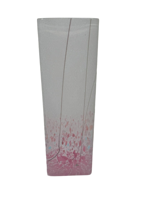 Kosta Boda (Sweden) Stuart Strathearn Davies speckled dusty pink white glass vase 23 cm high