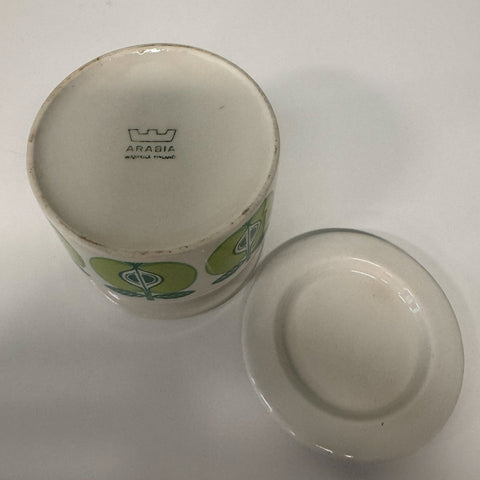 Arabia (Finland) "Pomona" green apple jam pot designed by Raija Uosikkinen