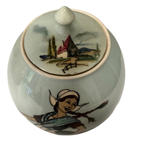 Martin Boyd (Australia) blue biscuit barrel - Dutch scene