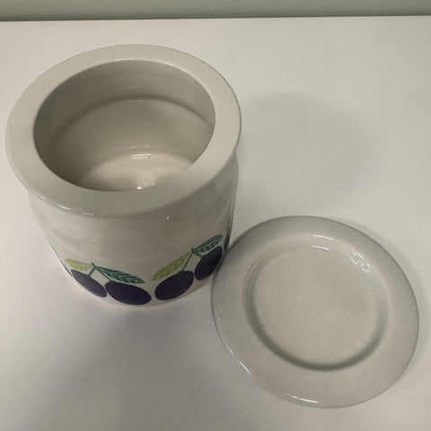 Arabia (Finland) "Pomona" plum jam pot designed by Raija Uosikkinen