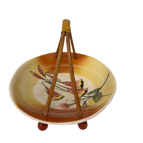 Studio Anna (Australia) hand painted pottery bowl with cane handle