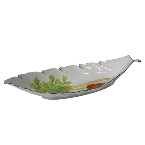 Noritake (Japan) Vintage Porcelain Celery, Capsicum Platinum Trim dish