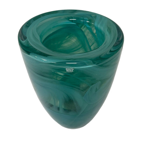 Kosta Boda (Sweden) Atoll by Anna Ehrner large green swirl hand blown glass vase