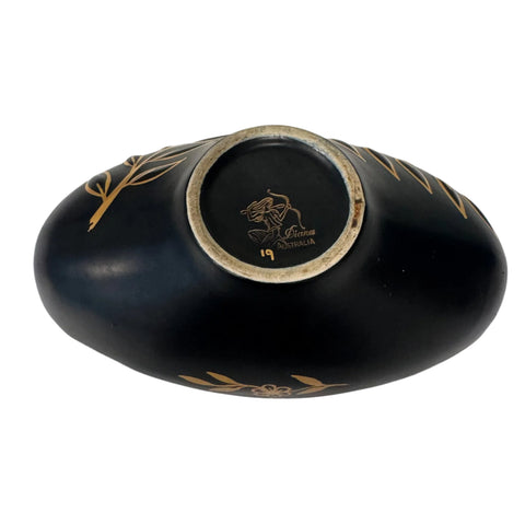 Diana (Australia) mid century black and gold ceramic vase or dish