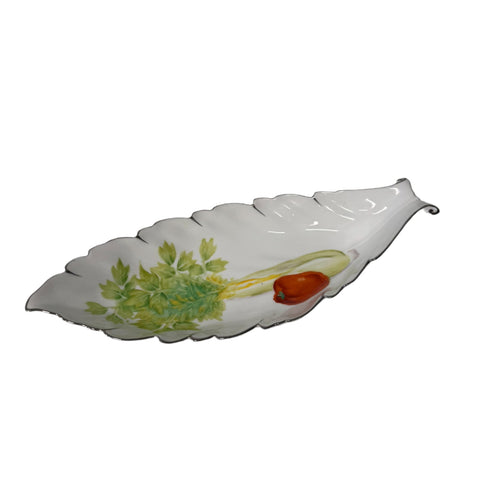 Noritake (Japan) Vintage Porcelain Celery, Capsicum Platinum Trim dish