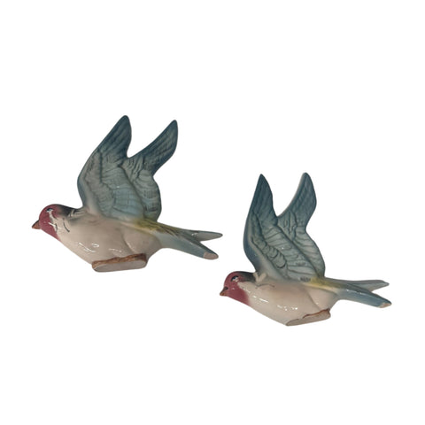 Kalamar (Australia) graduating pair of two ceramic wall hanging birds