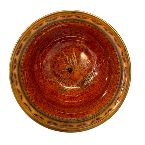 Rare Wedgwood blue lustre Footed Bowl decorated with hummingbirds, designed by Daisy Makeig-Jones circa 1920.