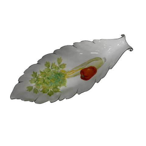 Noritake (Japan) Vintage Porcelain Celery, Capsicum Platinum Trim dish