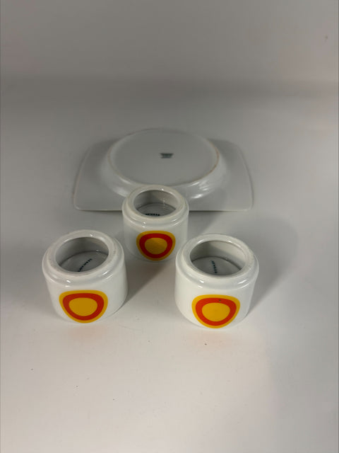 Thomas (Germany) Eclipse pattern 1970's set of three egg cups and under plate