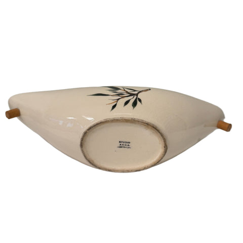 Studio Anna (Australia) hand painted pottery cane handled dish