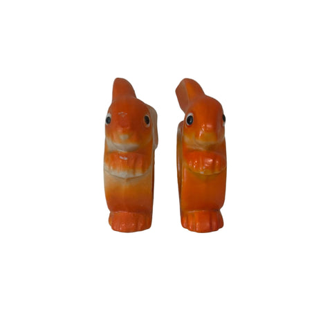 Set of orange (Made in Japan) bunny napkin rings