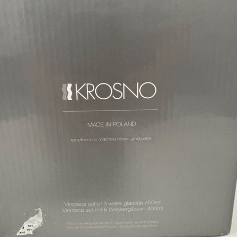 Krosno (Poland) boxed set of four water glasses 400ml
