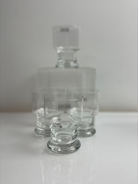 Krosno (Poland) decanter and set of four glasses