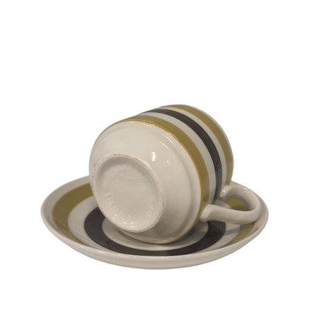 Carrigaline Pottery (Ireland) "Colleen" striped mid-century cup and saucer