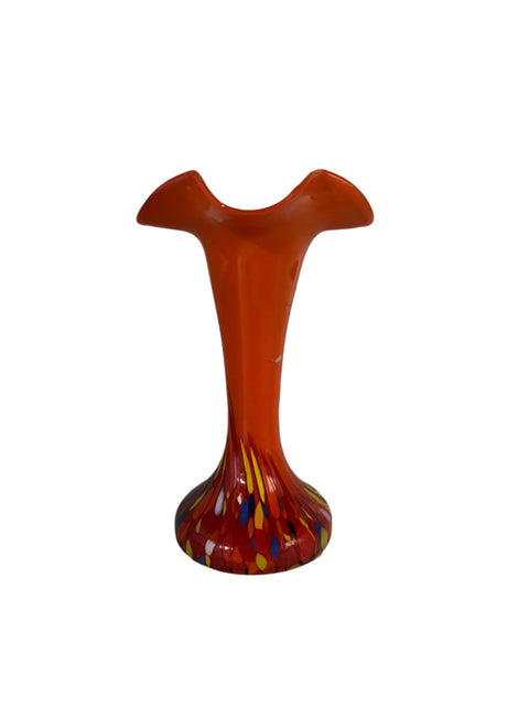 Franz Welz style fluted glass vase 18.5 cm