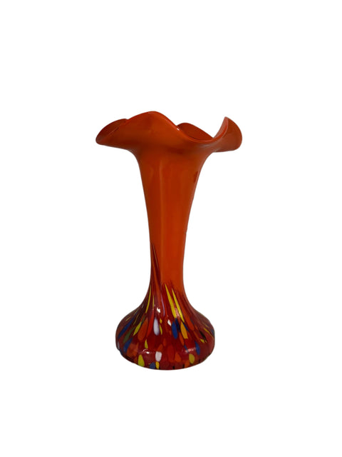 Franz Welz style fluted glass vase 18.5 cm