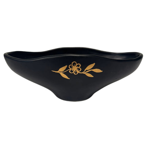 Diana (Australia) mid century black and gold ceramic vase or dish