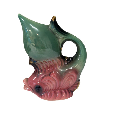 1950's, 60's Lustre Ware Kalmar style Pottery Fish and shell vase