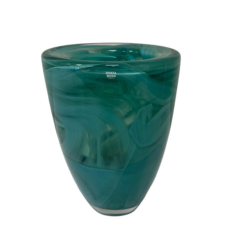 Kosta Boda (Sweden) Atoll by Anna Ehrner large green swirl hand blown glass vase