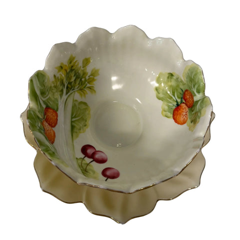 Noritake (Japan) Vintage celery, tomato, cherry and lettuce serving dish with underplate