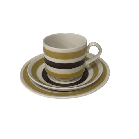 Carrigaline Pottery (Ireland) "Colleen" striped mid-century cup and saucer