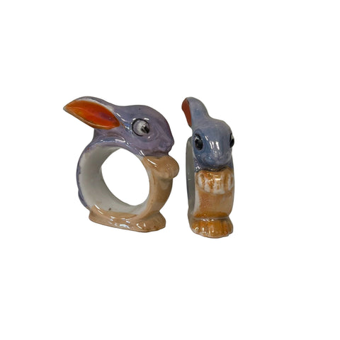 Set of bunny purple lustre napkin rings (Made in Japan / Foreign)