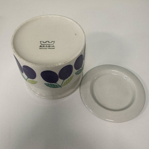 Arabia (Finland) "Pomona" plum jam pot designed by Raija Uosikkinen