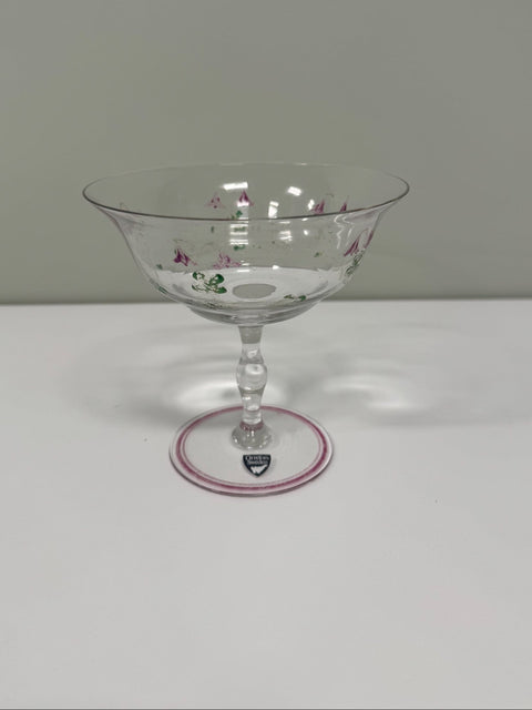 Orrefors (Sweden) hand-painted "Linnea" small comport by Eva Englund