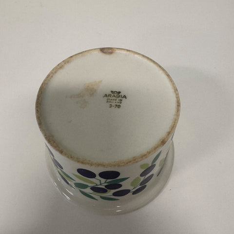 Arabia (Finland) "Pomona" blueberry jam pot designed by Raija Uosikkinen