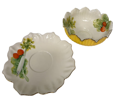 Noritake (Japan) Vintage celery, tomato, cherry and lettuce serving dish with underplate