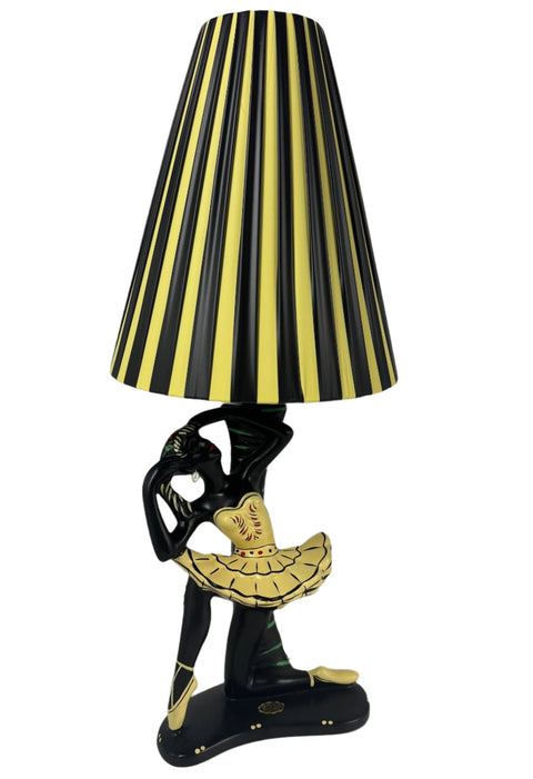 Barsony yellow Ballerina lamp, yellow and black shade