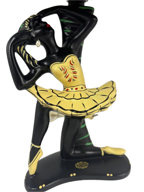 Barsony yellow Ballerina lamp, yellow and black shade