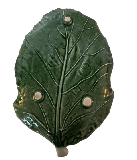 Bordallo Pinheiro (Portugal) green cabbage leaf serving dish