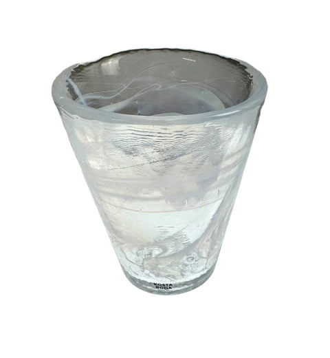 Kosta Boda (Sweden) Ulrica Hydman-Vallien "Mine" set of two glasses white swirl