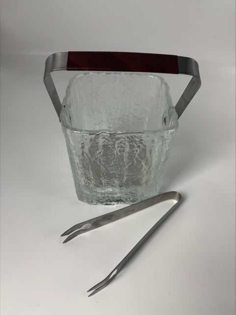 Ice bucket Hoya Japan vintage frosted glass