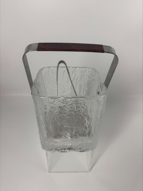 Ice bucket Hoya Japan vintage frosted glass