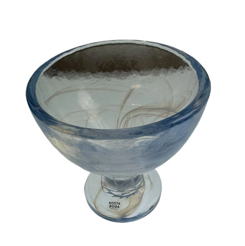 Kosta Boda (Sweden) Ulrica Hydman-Vallien "Mine" ice cream coupe white swirl