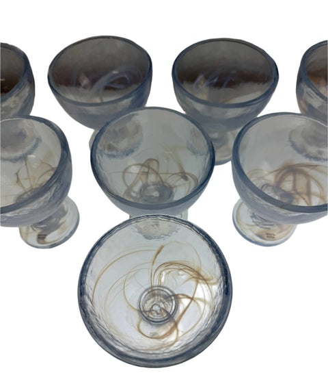 Kosta Boda (Sweden) Ulrica Hydman-Vallien "Mine" ice cream coupe white swirl